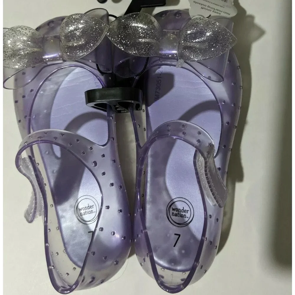 Girls Jellies Casual Shoe Purple W/ Bow size 7